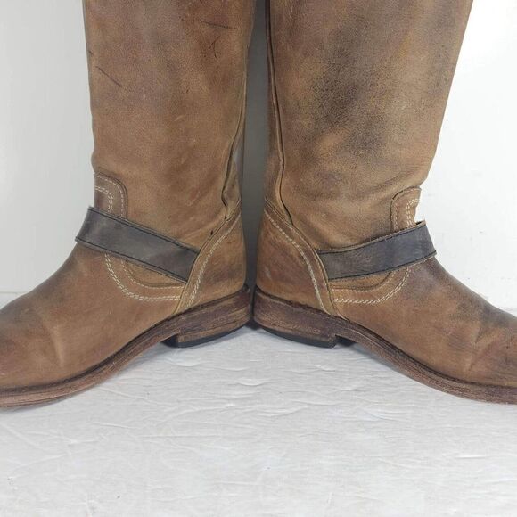 FREEBIRD BY STEVEN Women's CRSBY US 8 Brown Distressed BIKER MOTO BOOTS - Picture 5 of 15